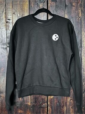 Antigua Black Crewneck Sweatshirt with Small White Logo
